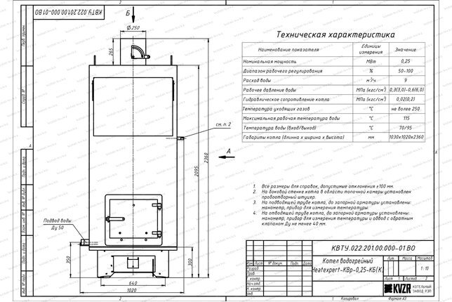 Котел КВр 0.25 чертеж